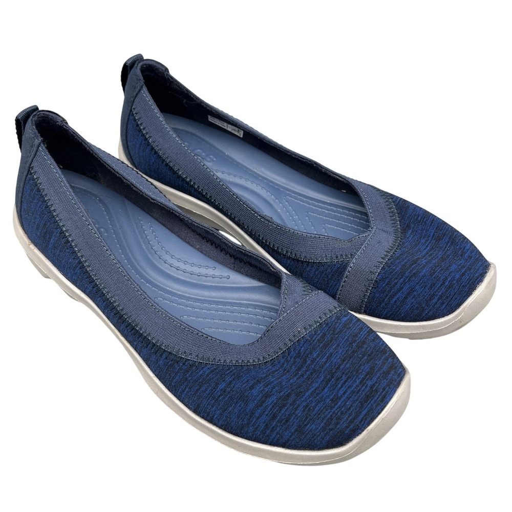 Crocs Busy Day Heathered Skimmer Navy Blue Slip On‎ Ballet Flat Shoes 7 Womens